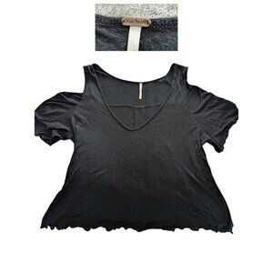 Free People Black Cold Shoulder Flutter Sleeve Top | Size S
